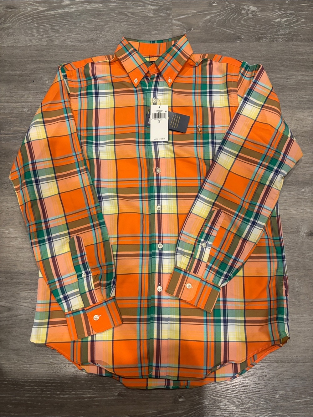 Polo by Ralph Lauren Orange Multi-Color Plaid Button-Down Shirt